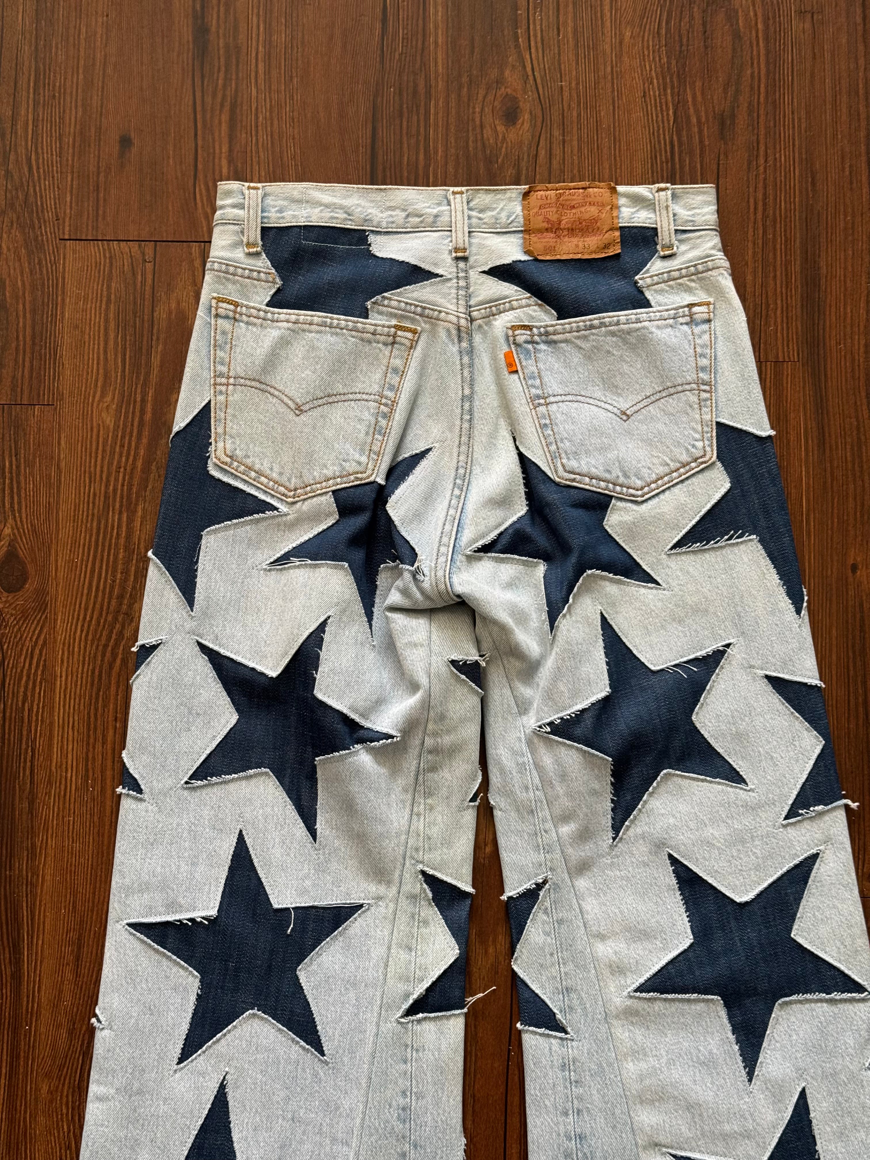 Orange Tab All Over Star Jeans (Size 32)