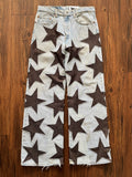 Light Wash Brown All Over Star Jeans (Size 32)