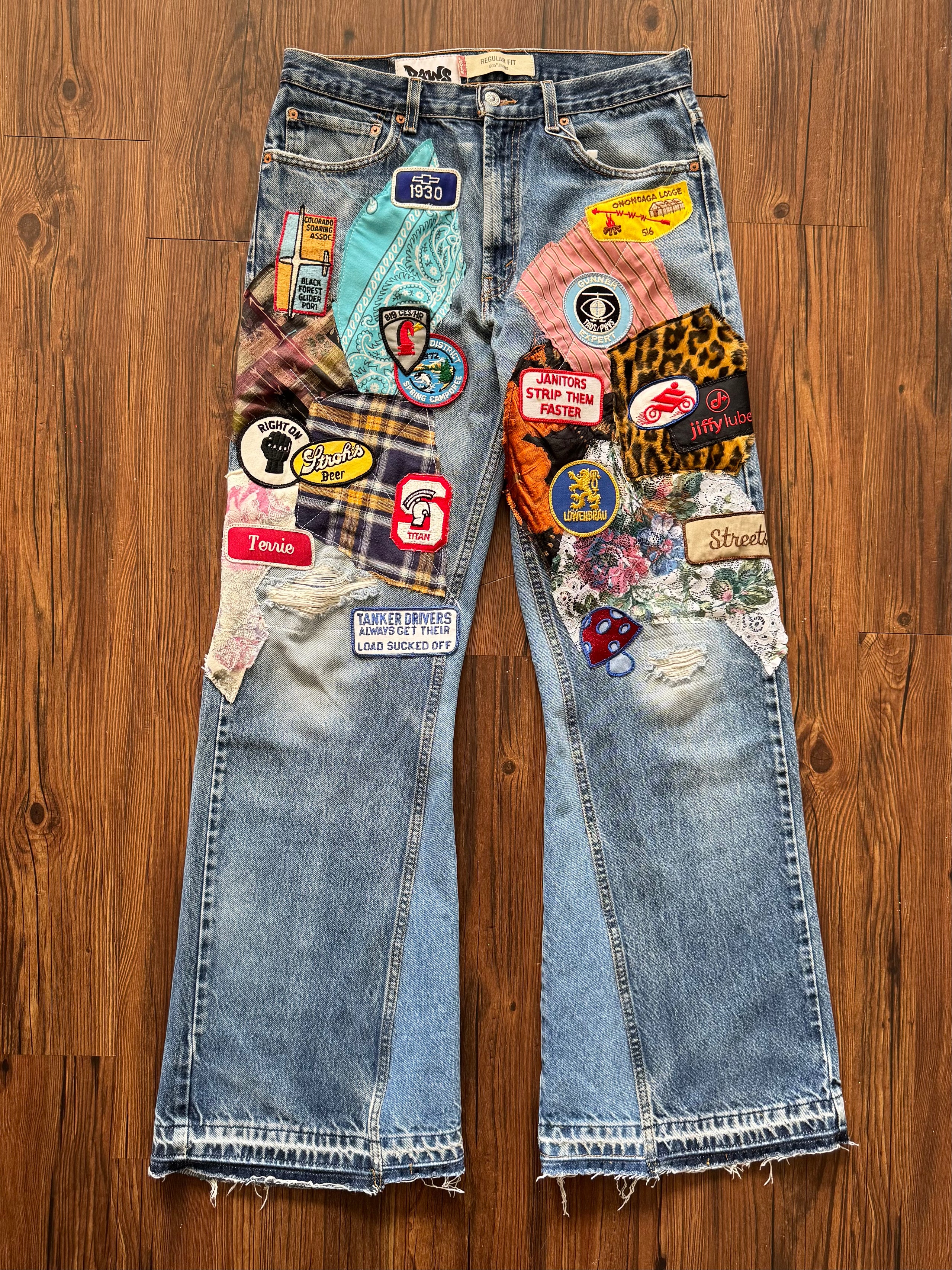 "Mr. Patches" Patchwork Jeans (Size 34)
