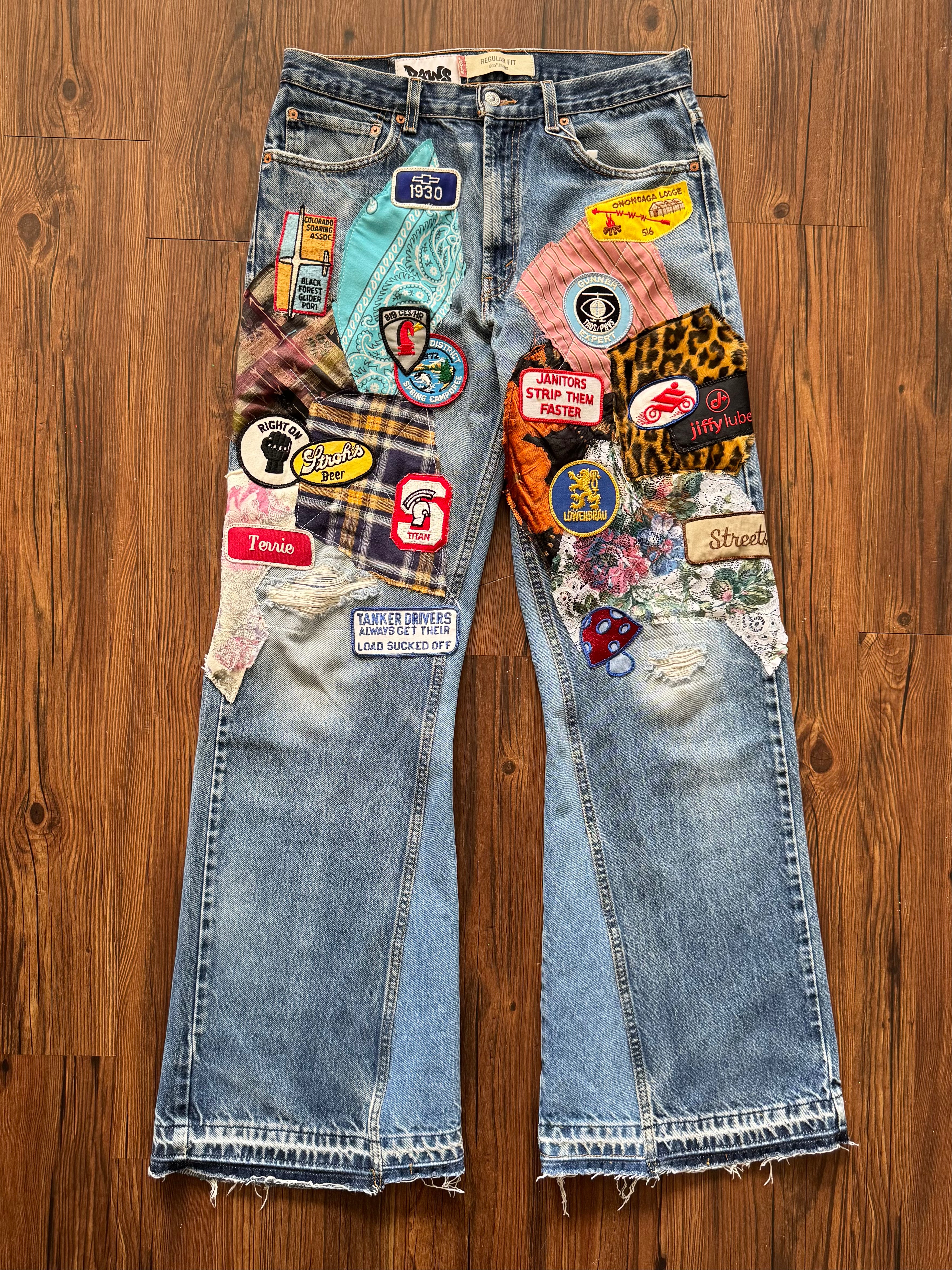 "Mr. Patches" Patchwork Jeans (Size 34)