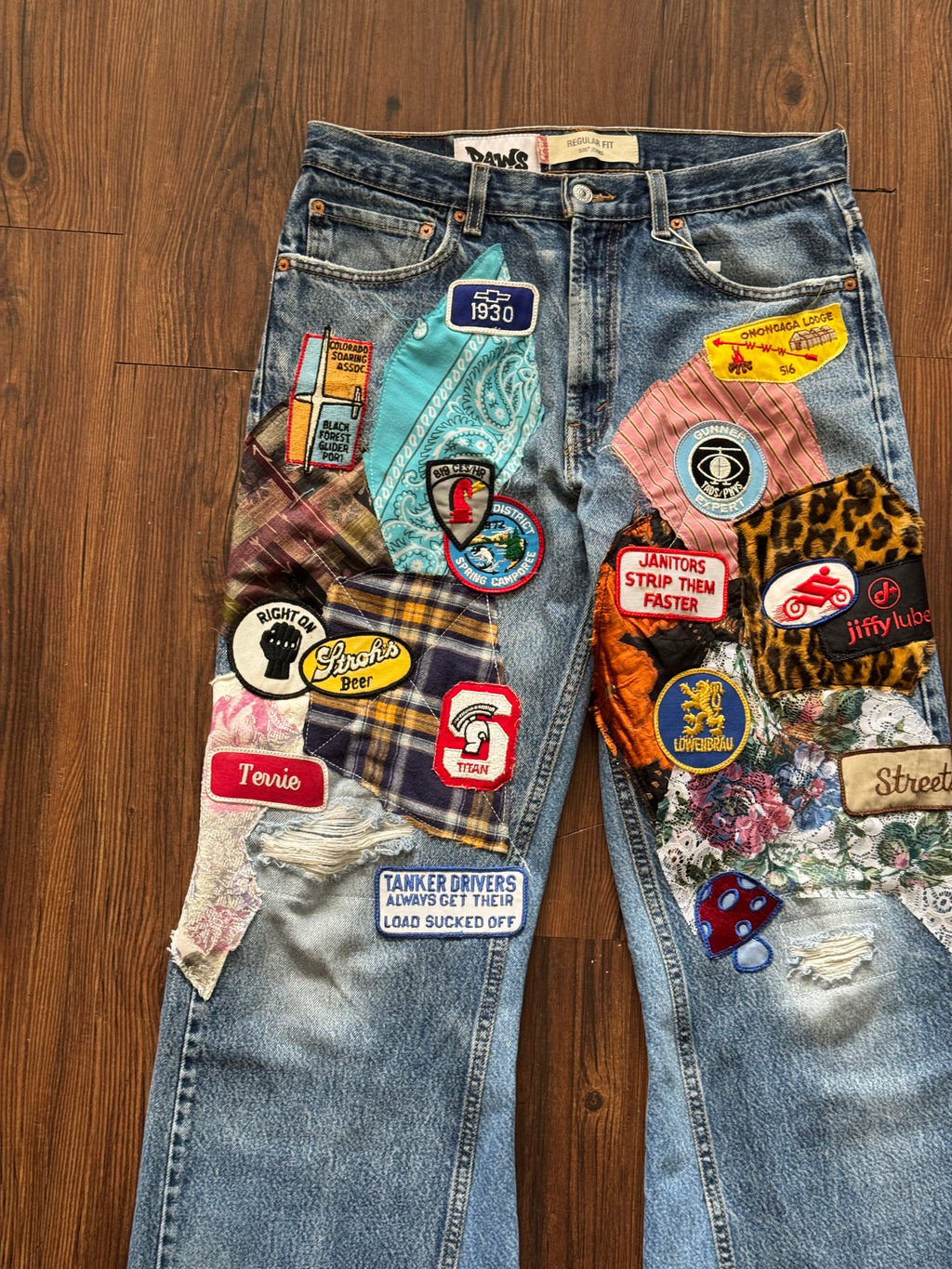 "Mr. Patches" Patchwork Jeans (Size 34)