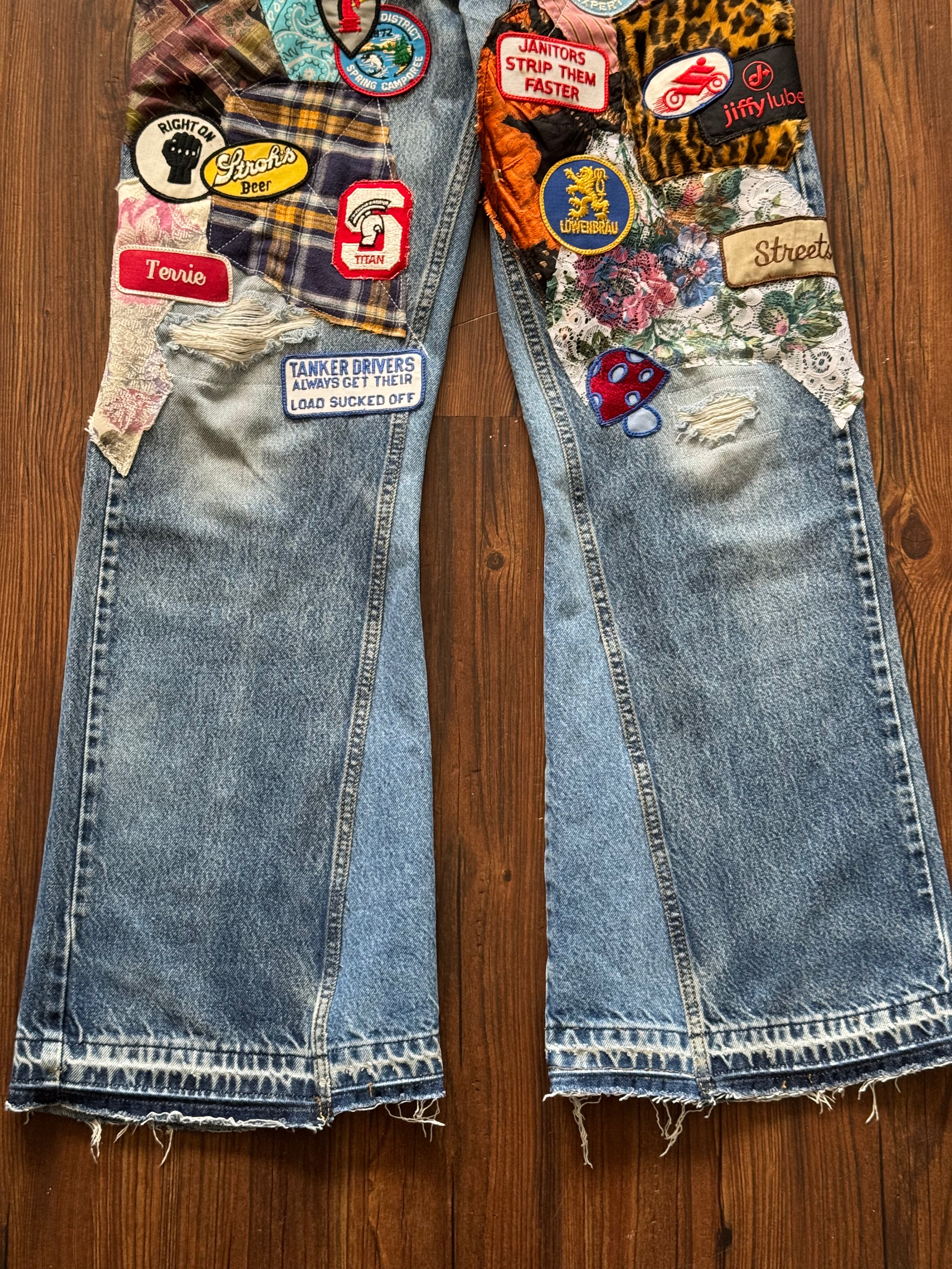 "Mr. Patches" Patchwork Jeans (Size 34)