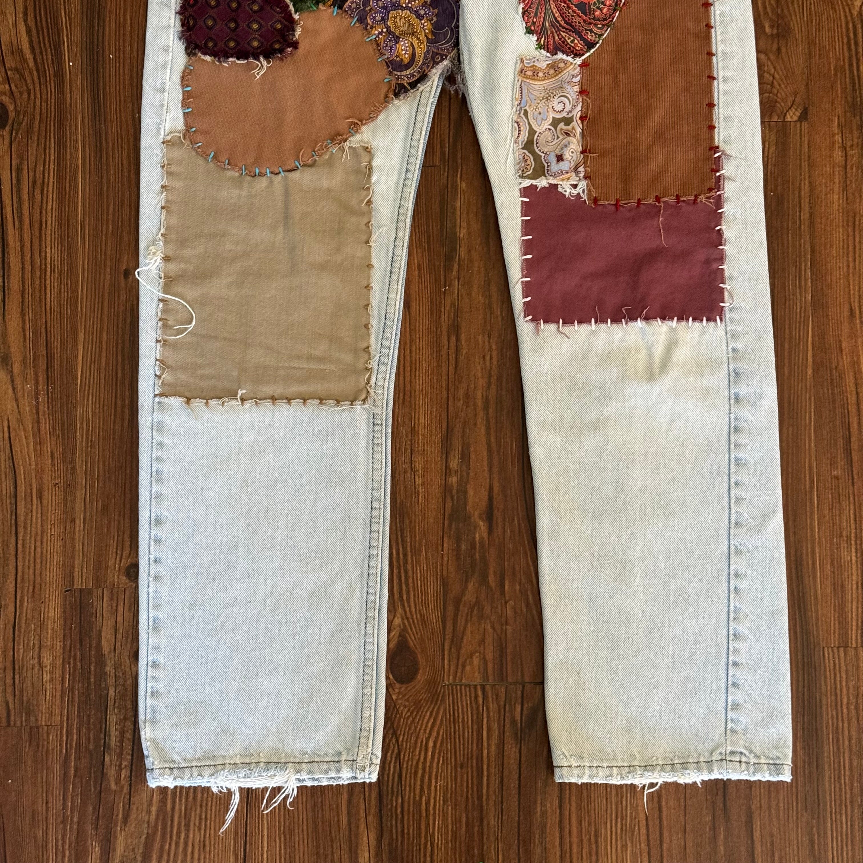 Light Wash Patchwork Jeans