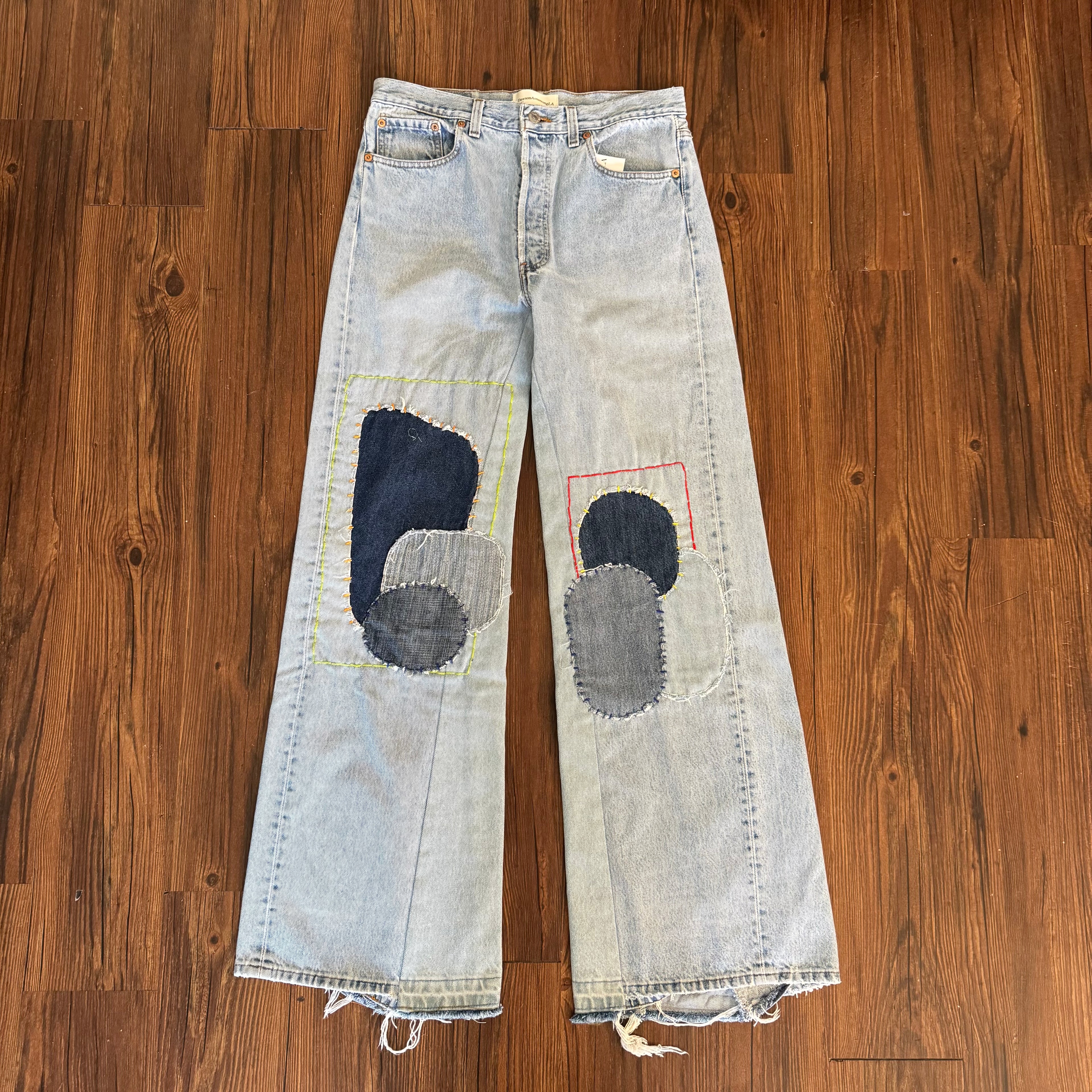 Light Wash Patchwork Jeans