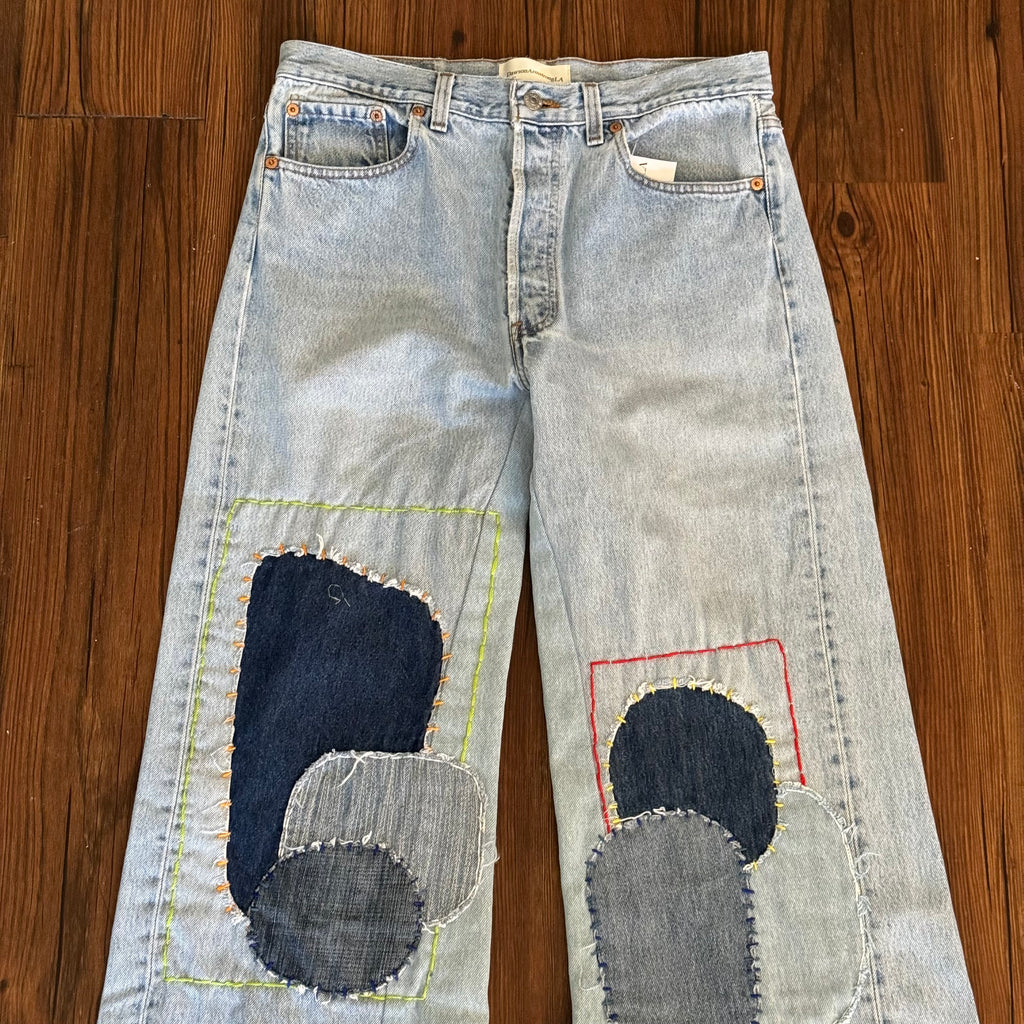 Vintage Levi's Light Wash Patchwork Jeans