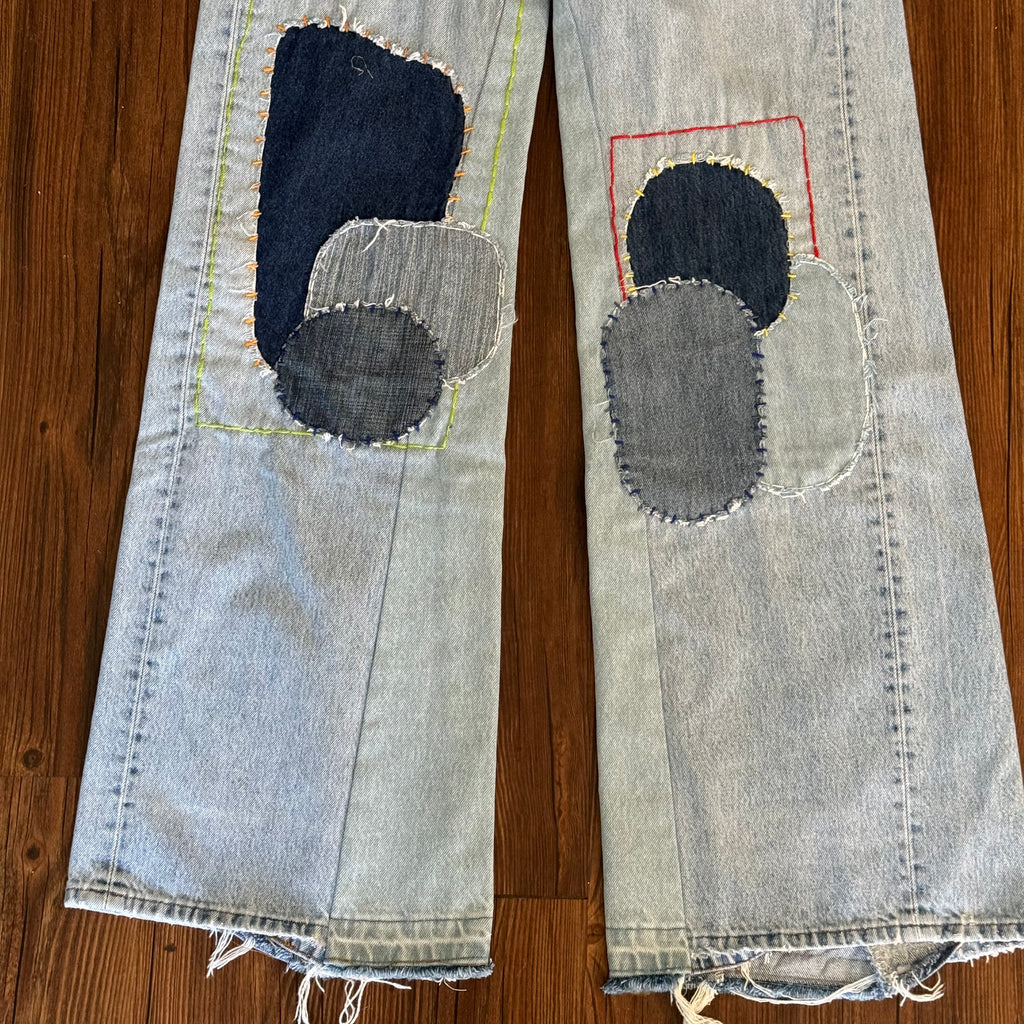 Vintage Levi's Light Wash Patchwork Jeans