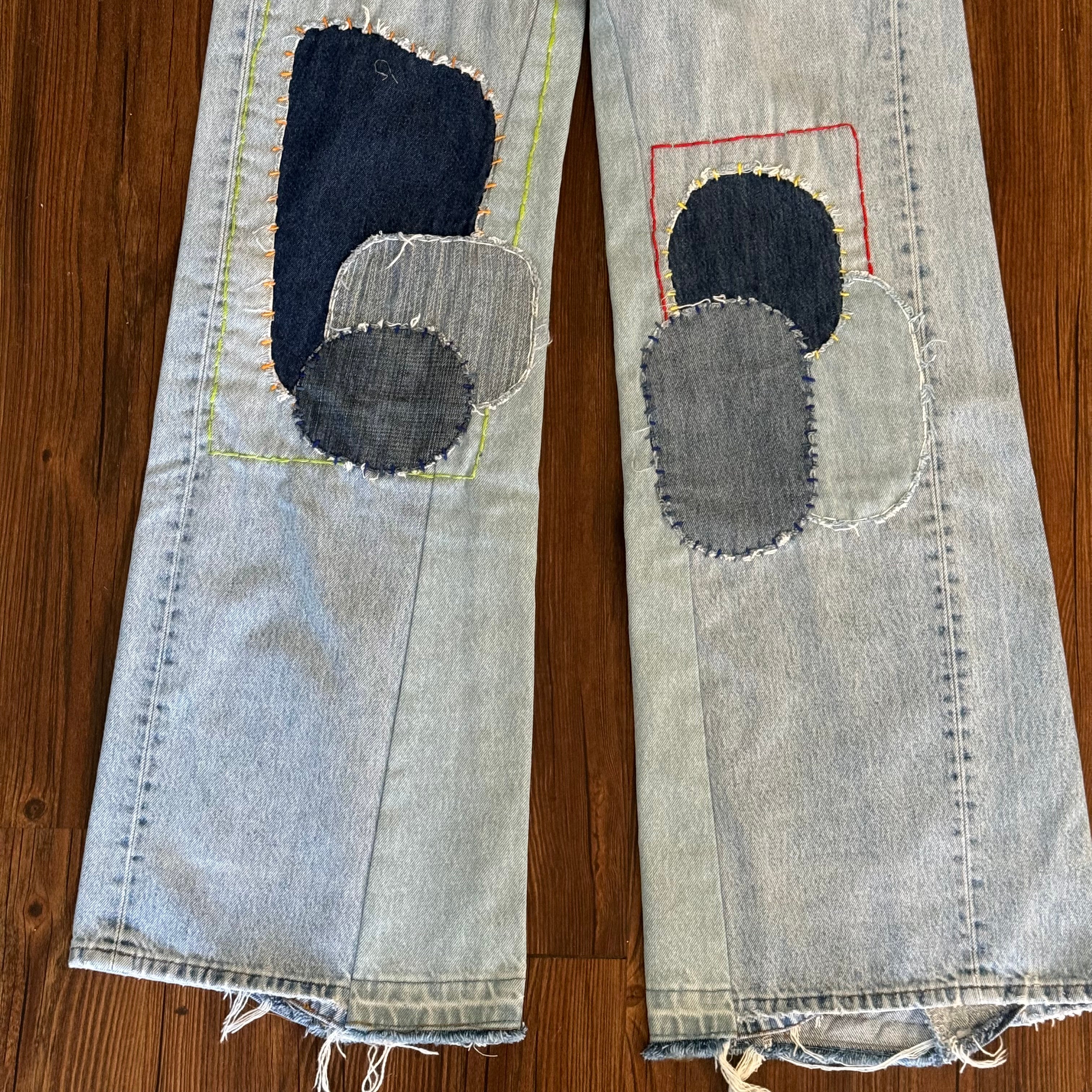 Light Wash Patchwork Jeans