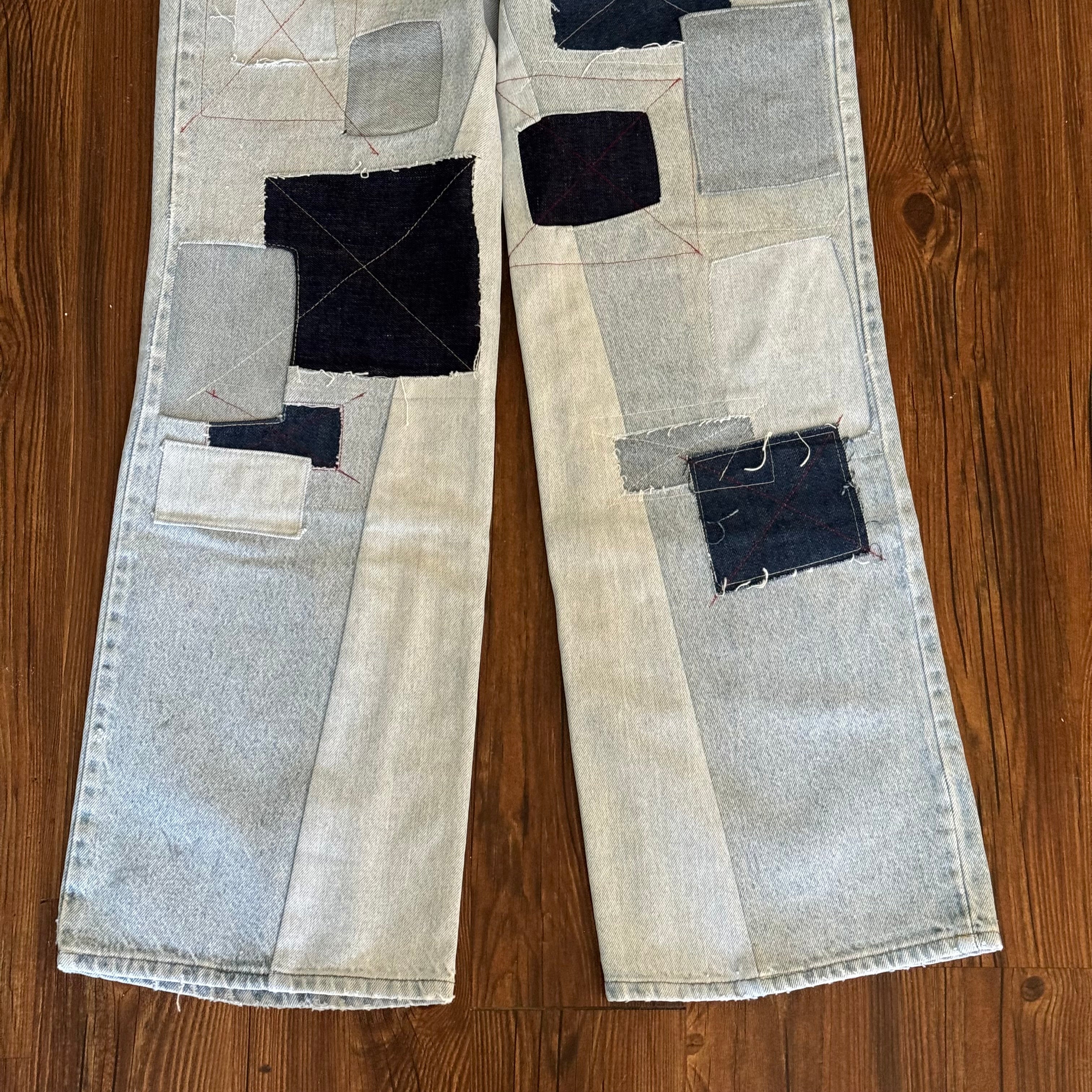 Light Wash Patchwork Jeans