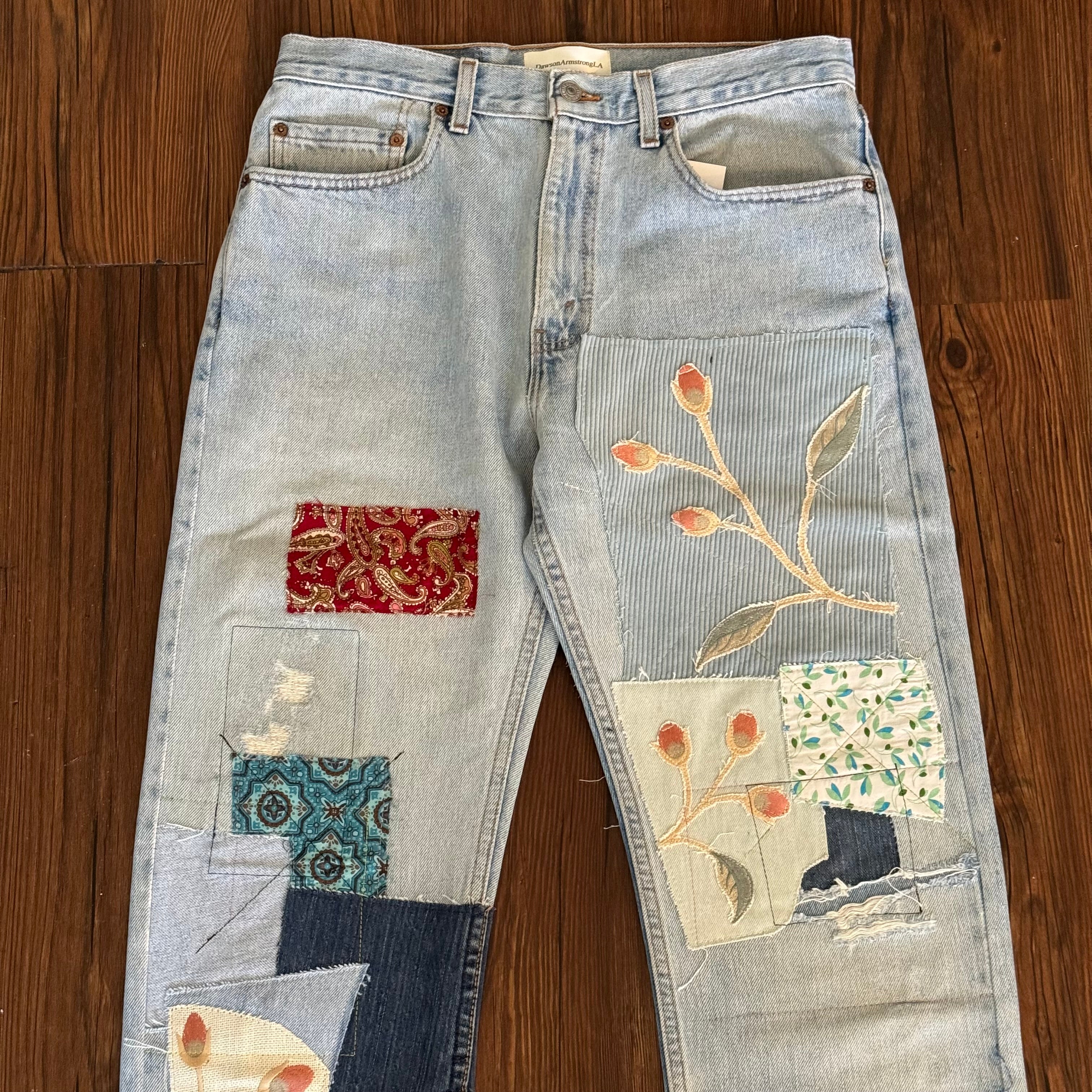 Light Wash Patchwork Jeans