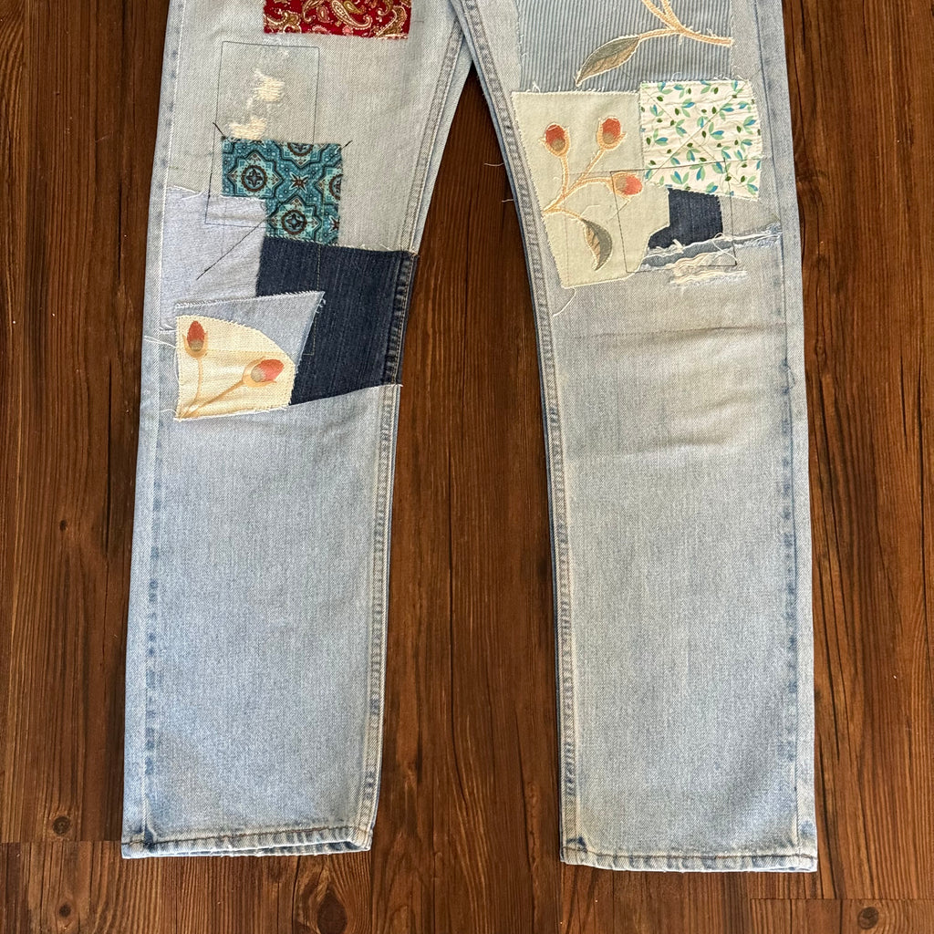 Vintage Levi's Light Wash Patchwork Jeans