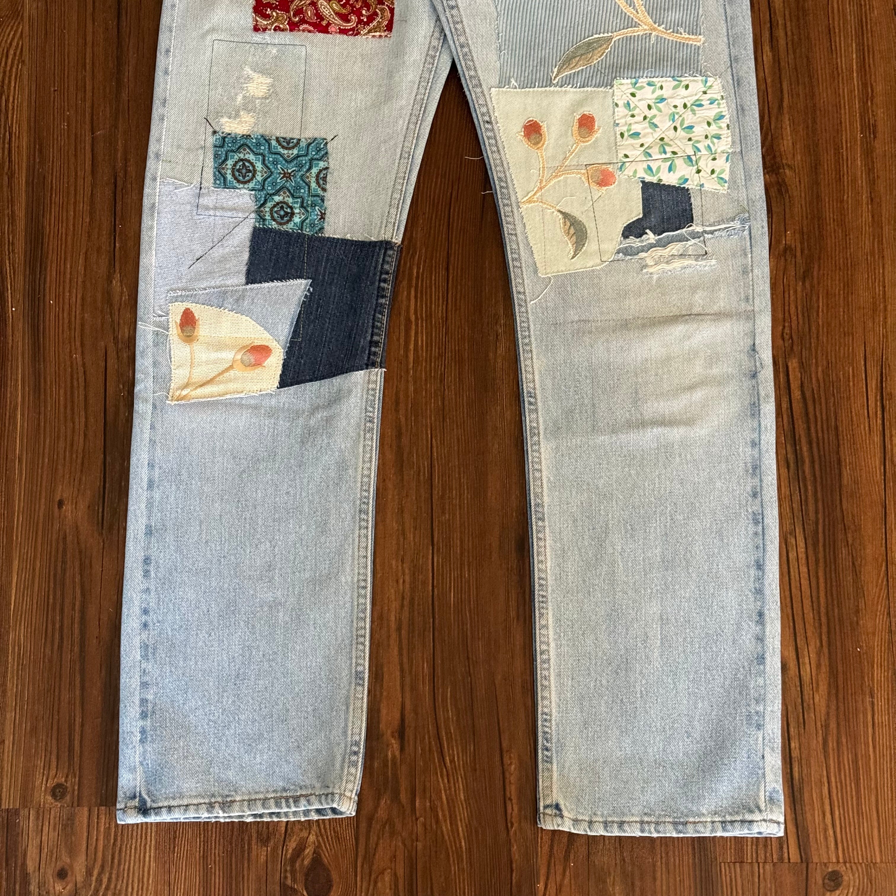 Light Wash Patchwork Jeans