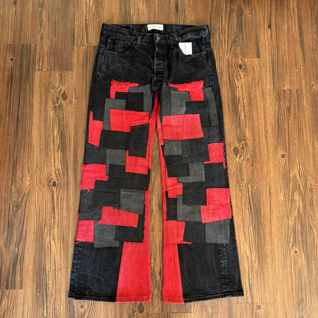 Vintage Levi's Black Red Patchwork Double Knee Jeans