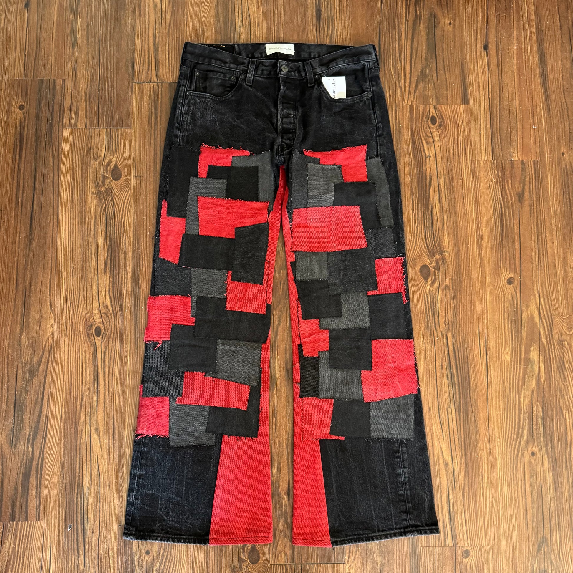Vintage Levi's Black Red Patchwork Double Knee Jeans