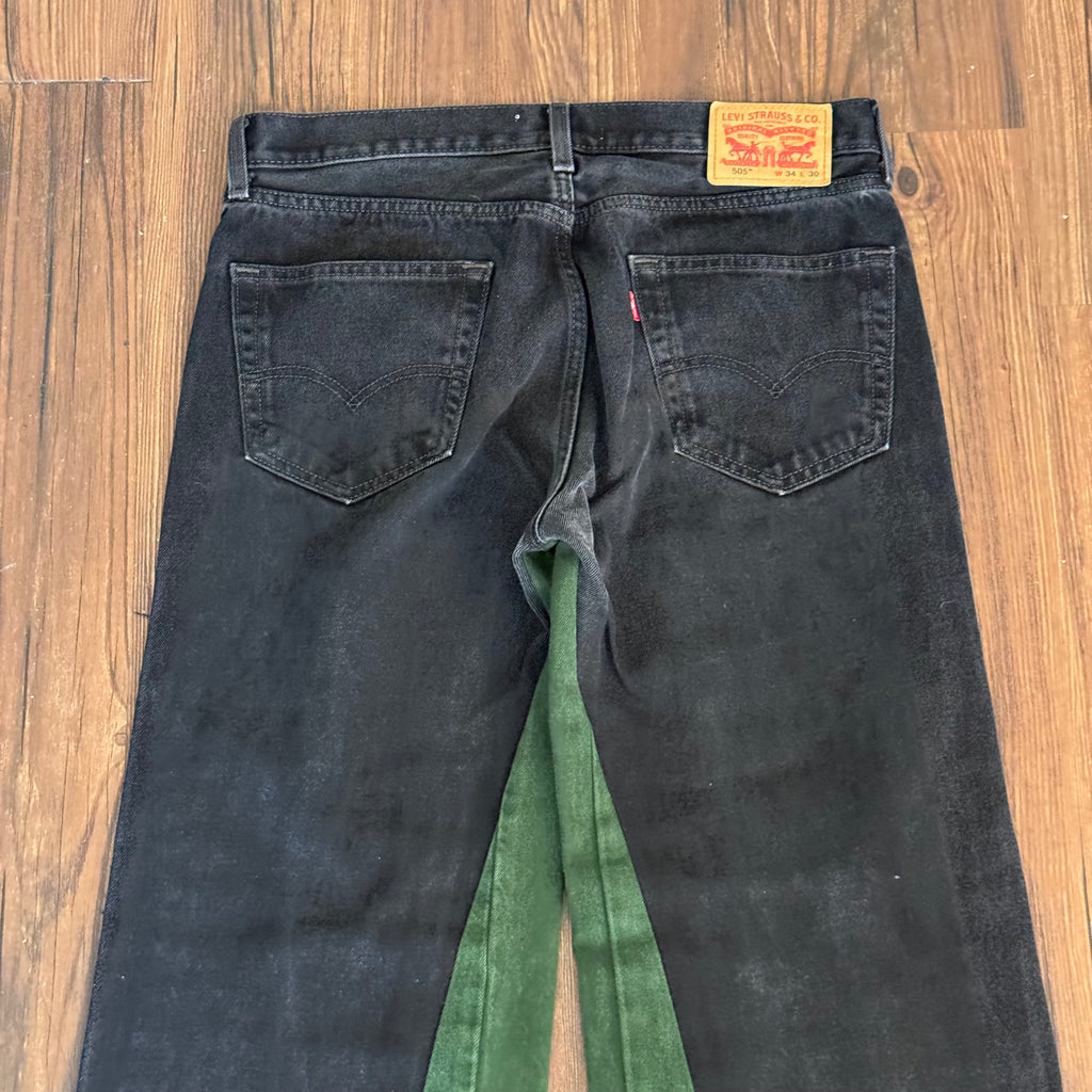 Vintage Levi's Black Green Patchwork Double Knee Jeans