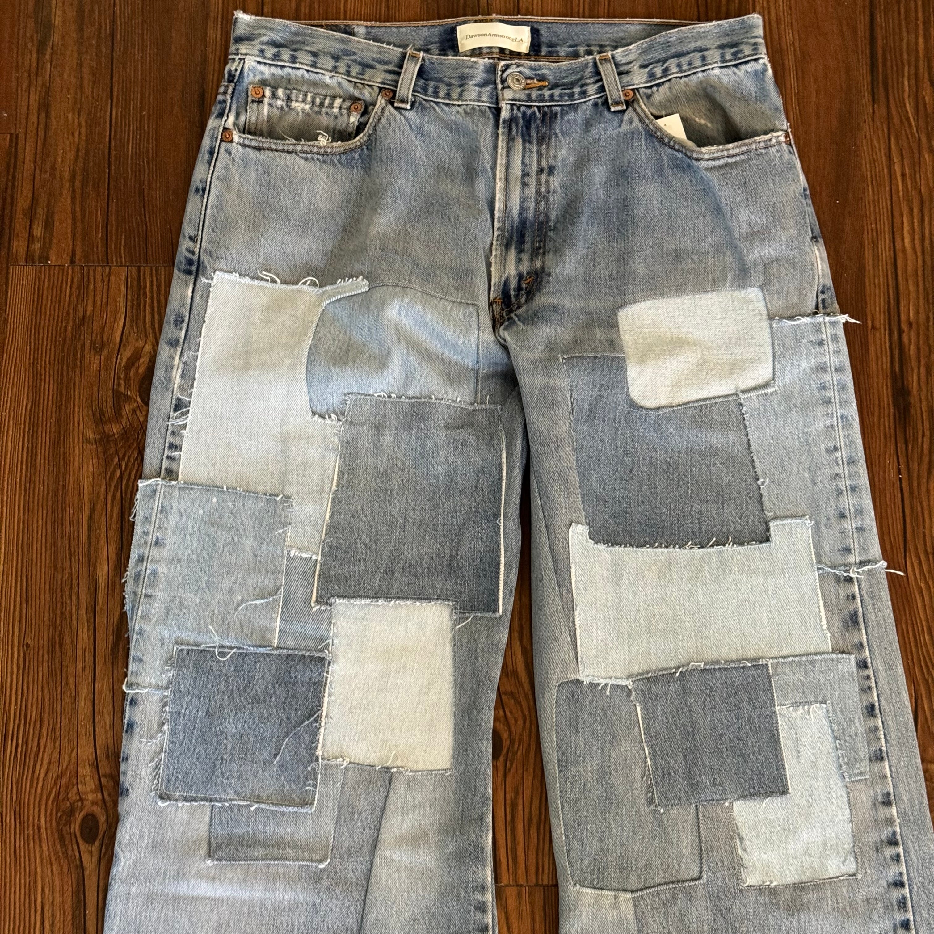 Washed Patchwork Jeans