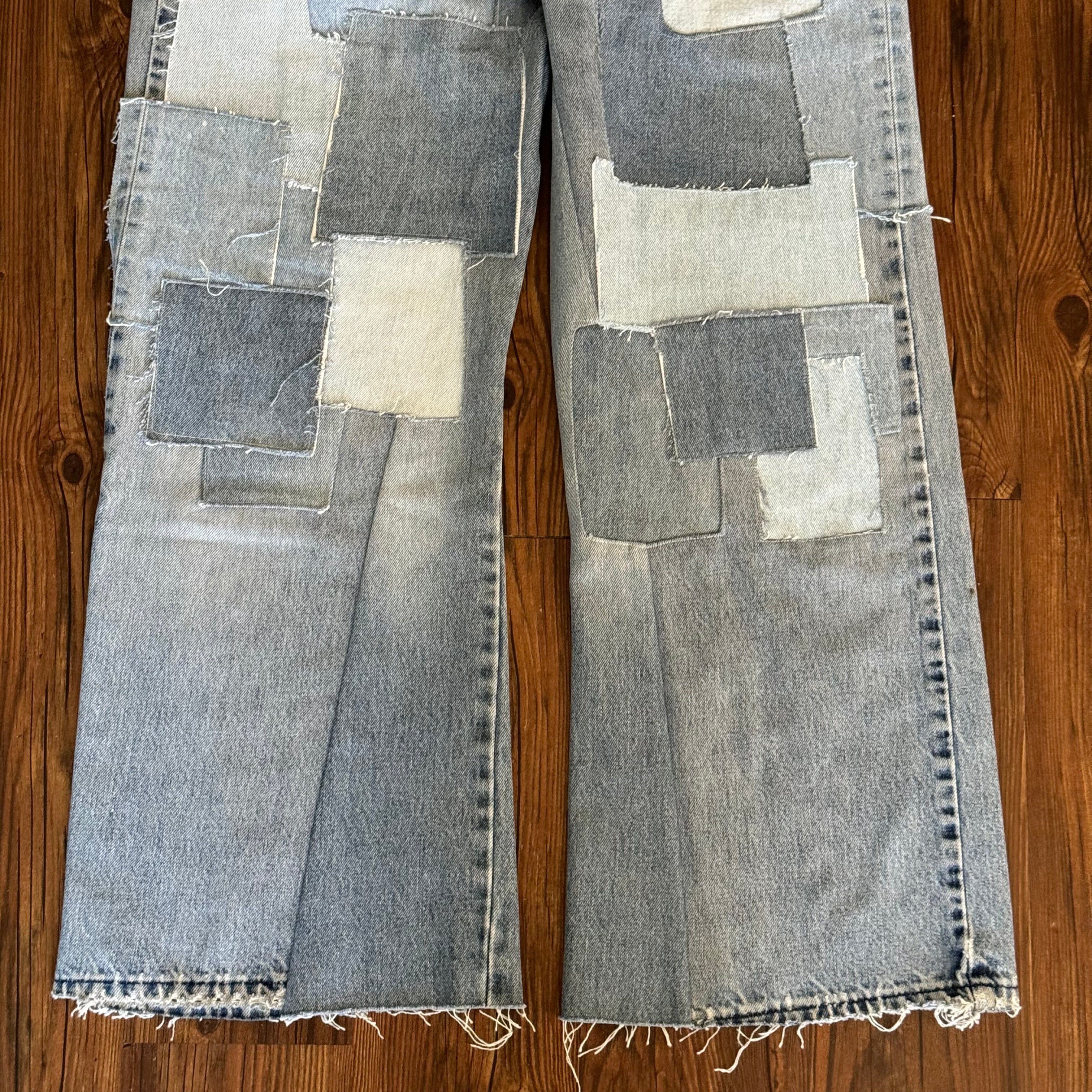 Washed Patchwork Jeans