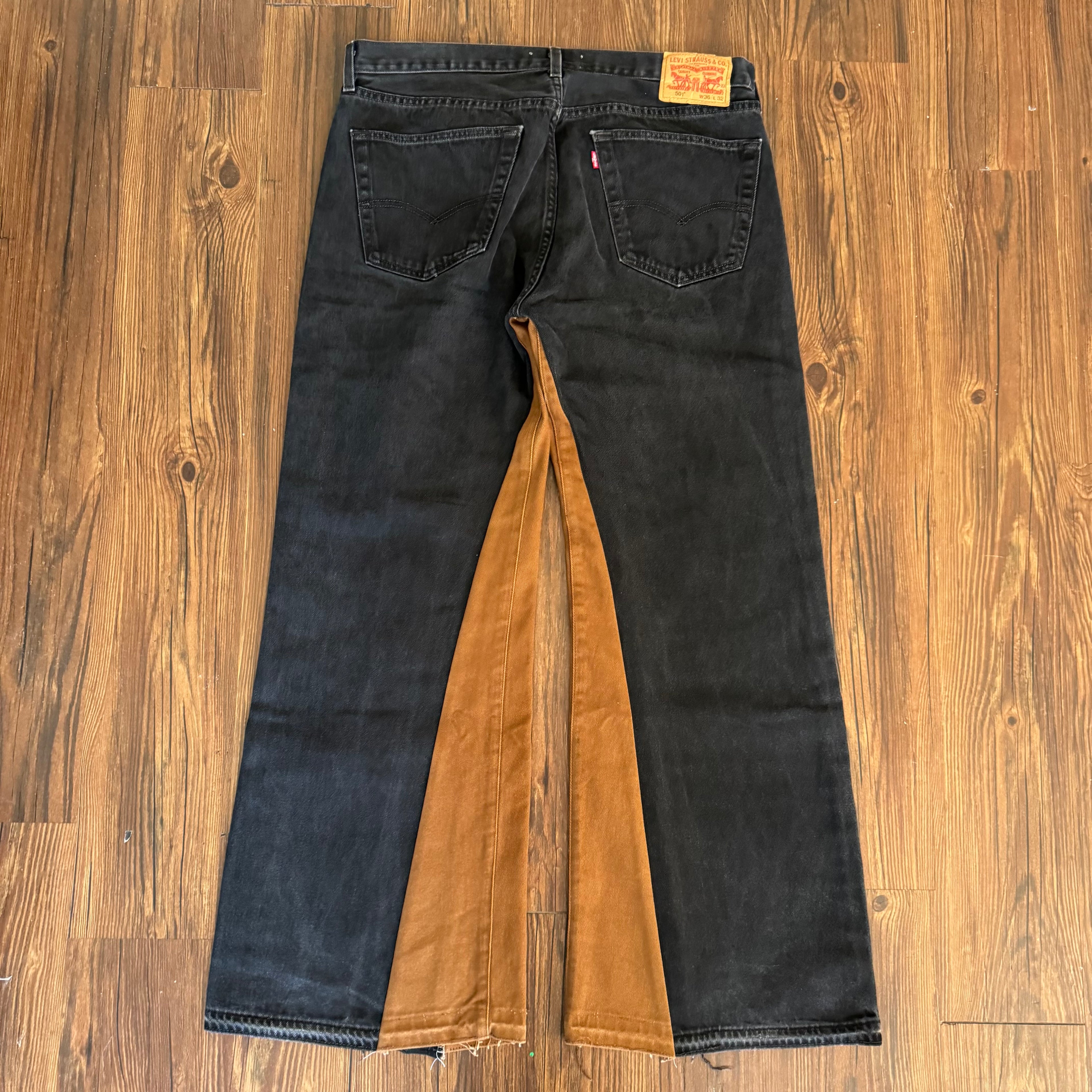 Black Patchwork Double Knees Jeans