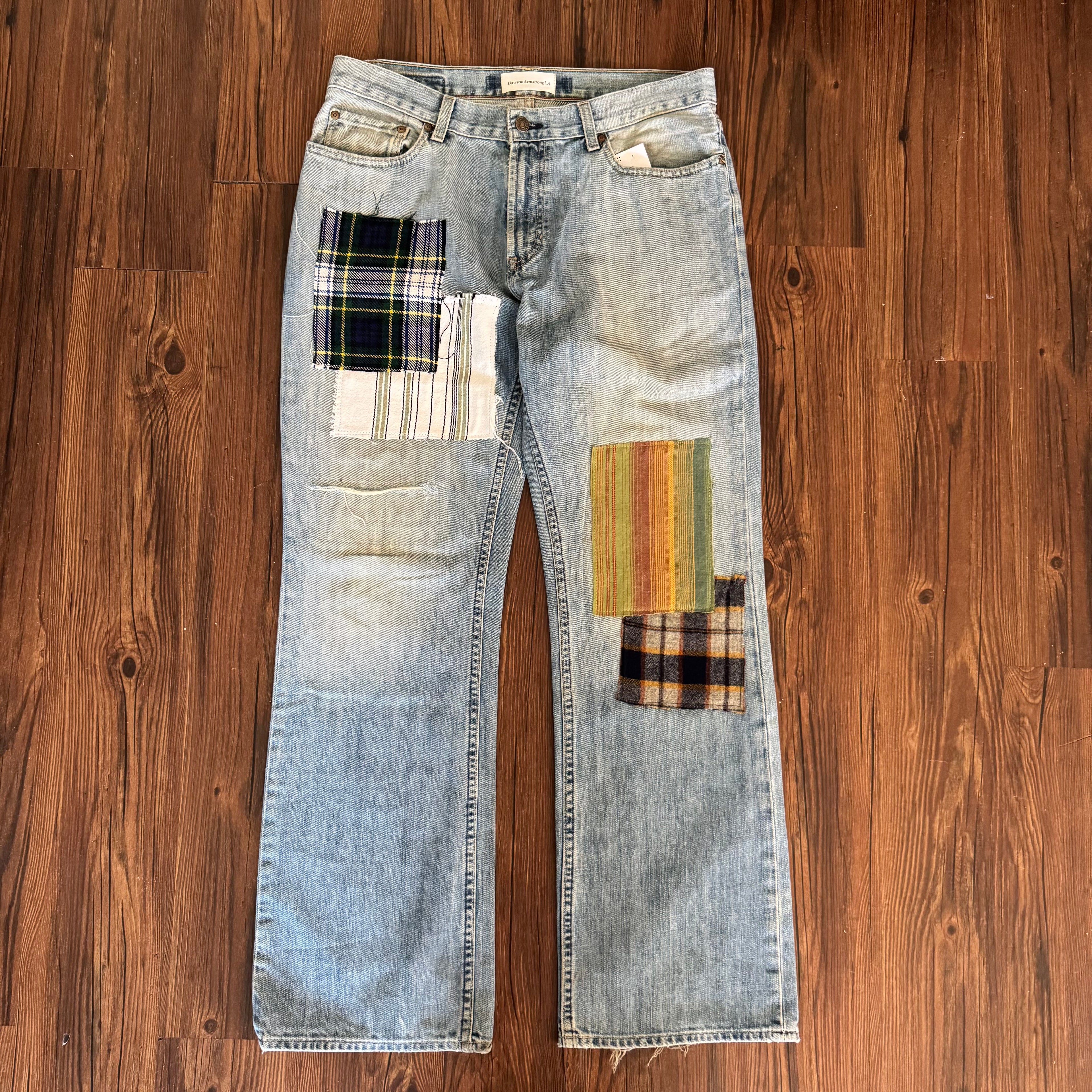 Washed Grunge Patchwork Jeans