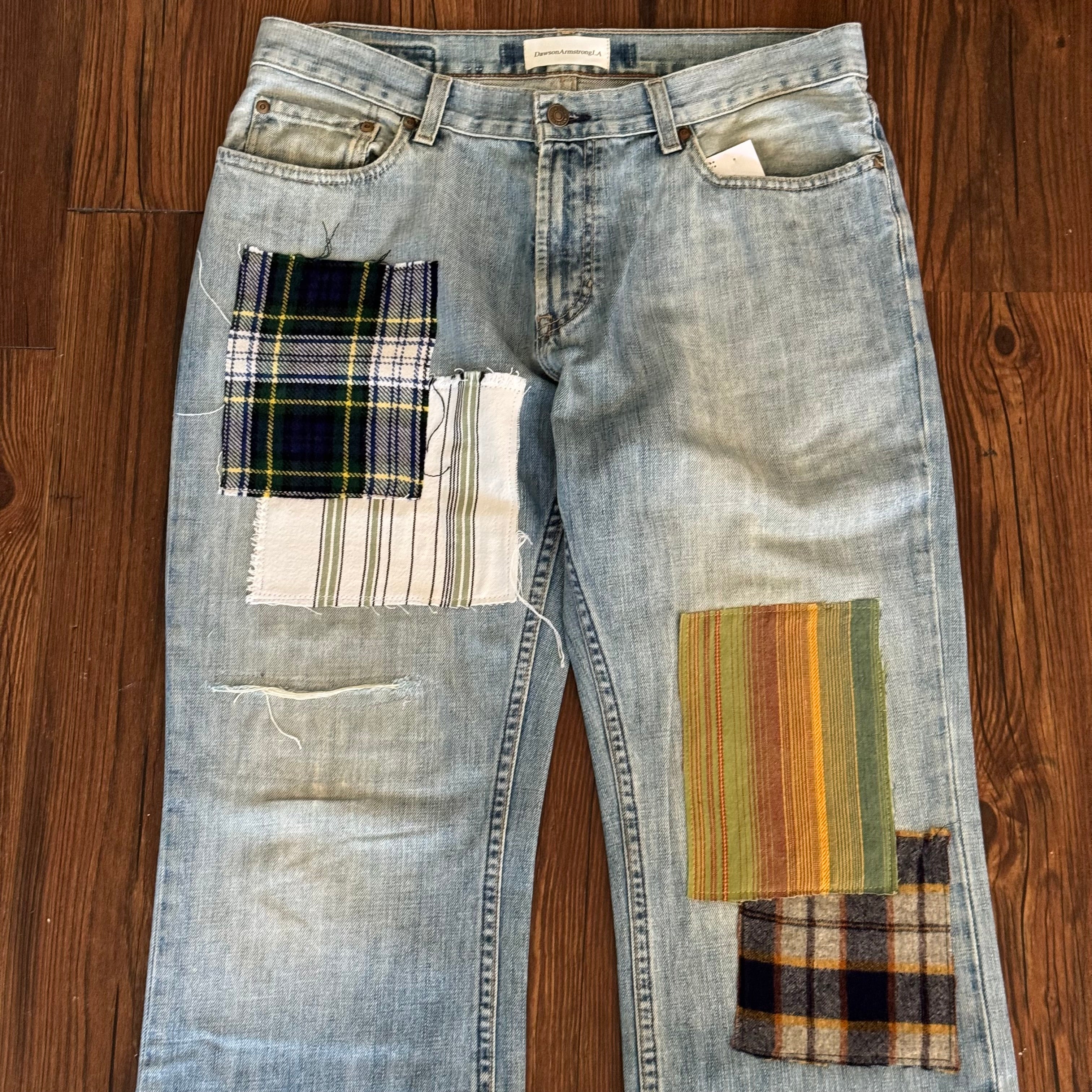 Washed Grunge Patchwork Jeans