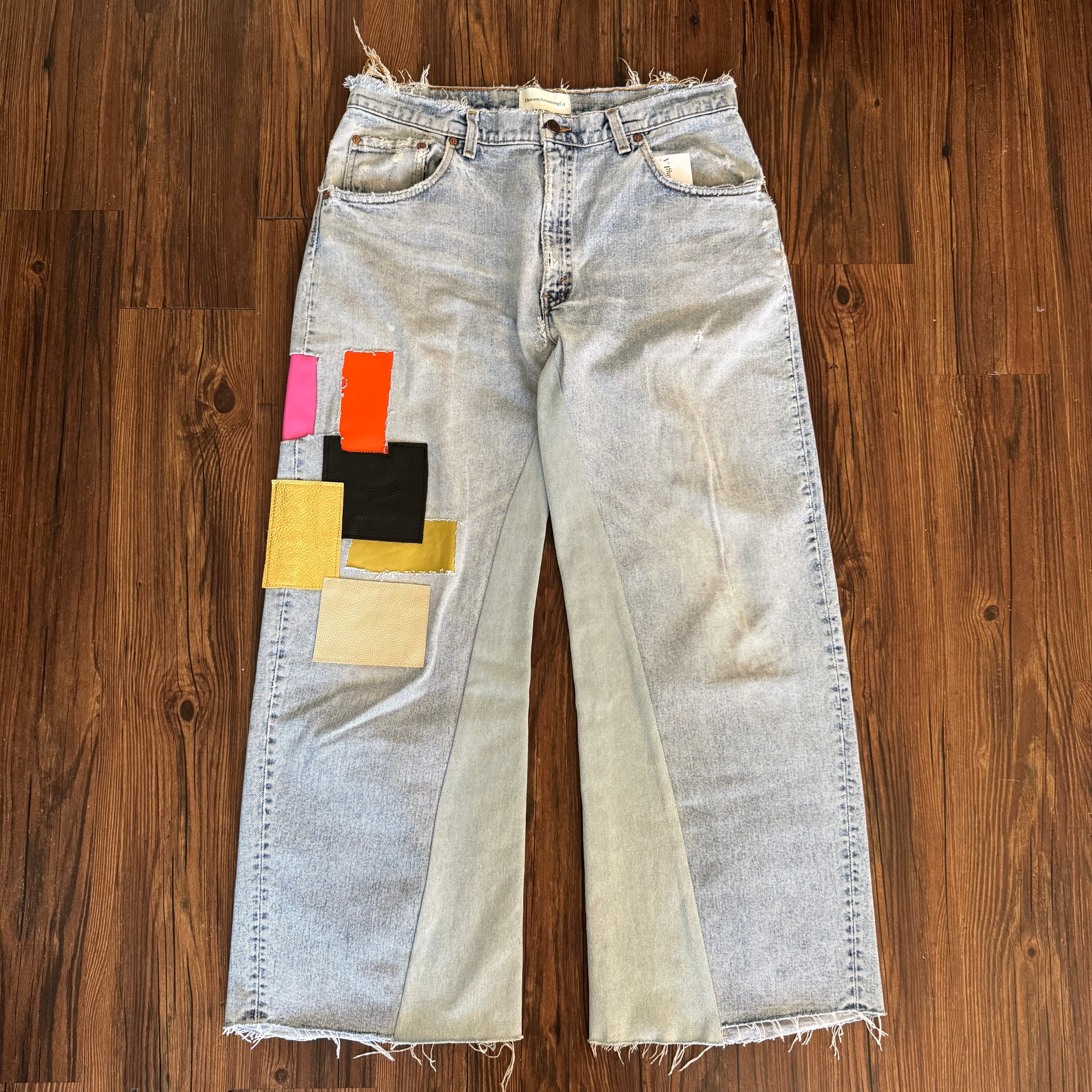 Leather Patch Baggy Jeans