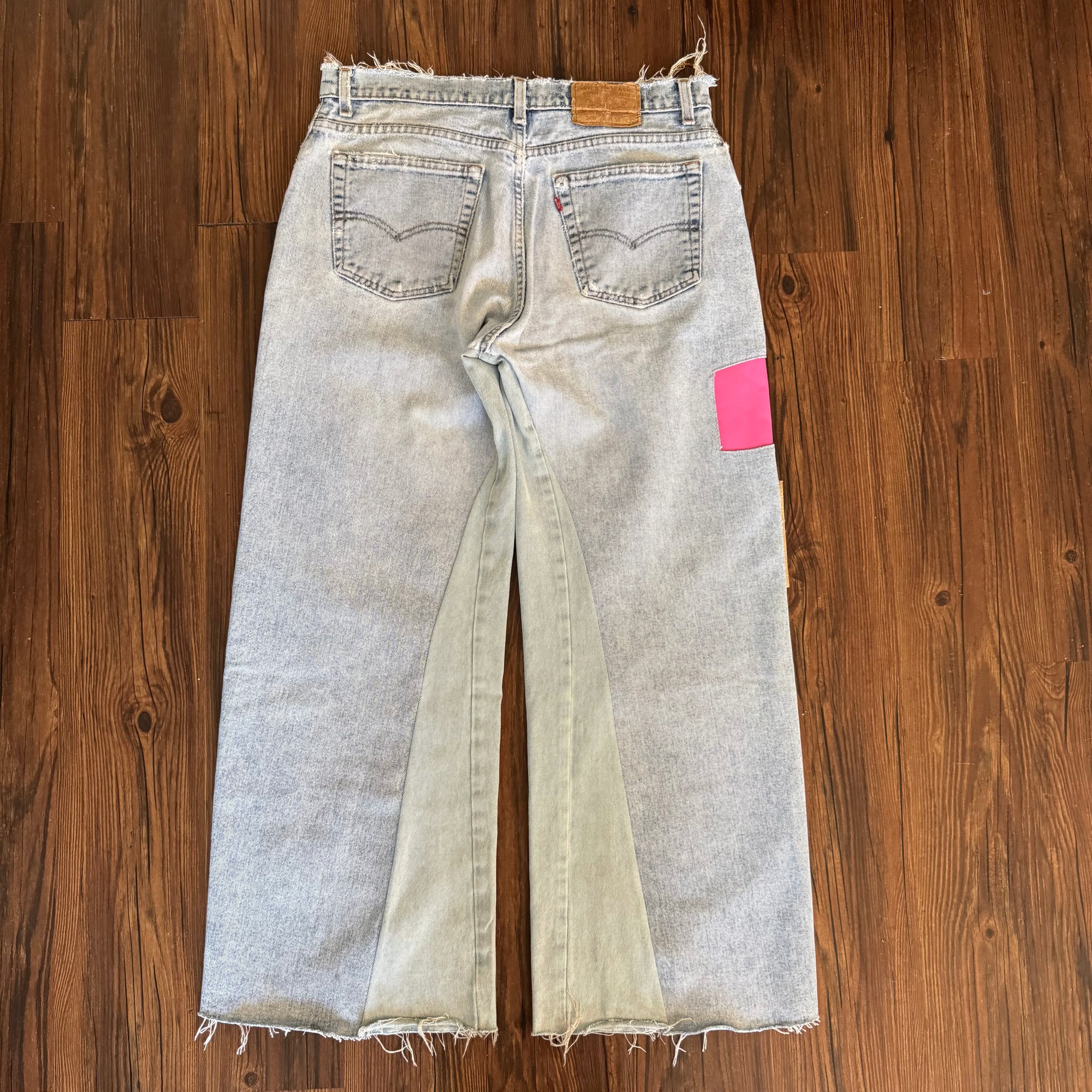 Leather Patch Baggy Jeans