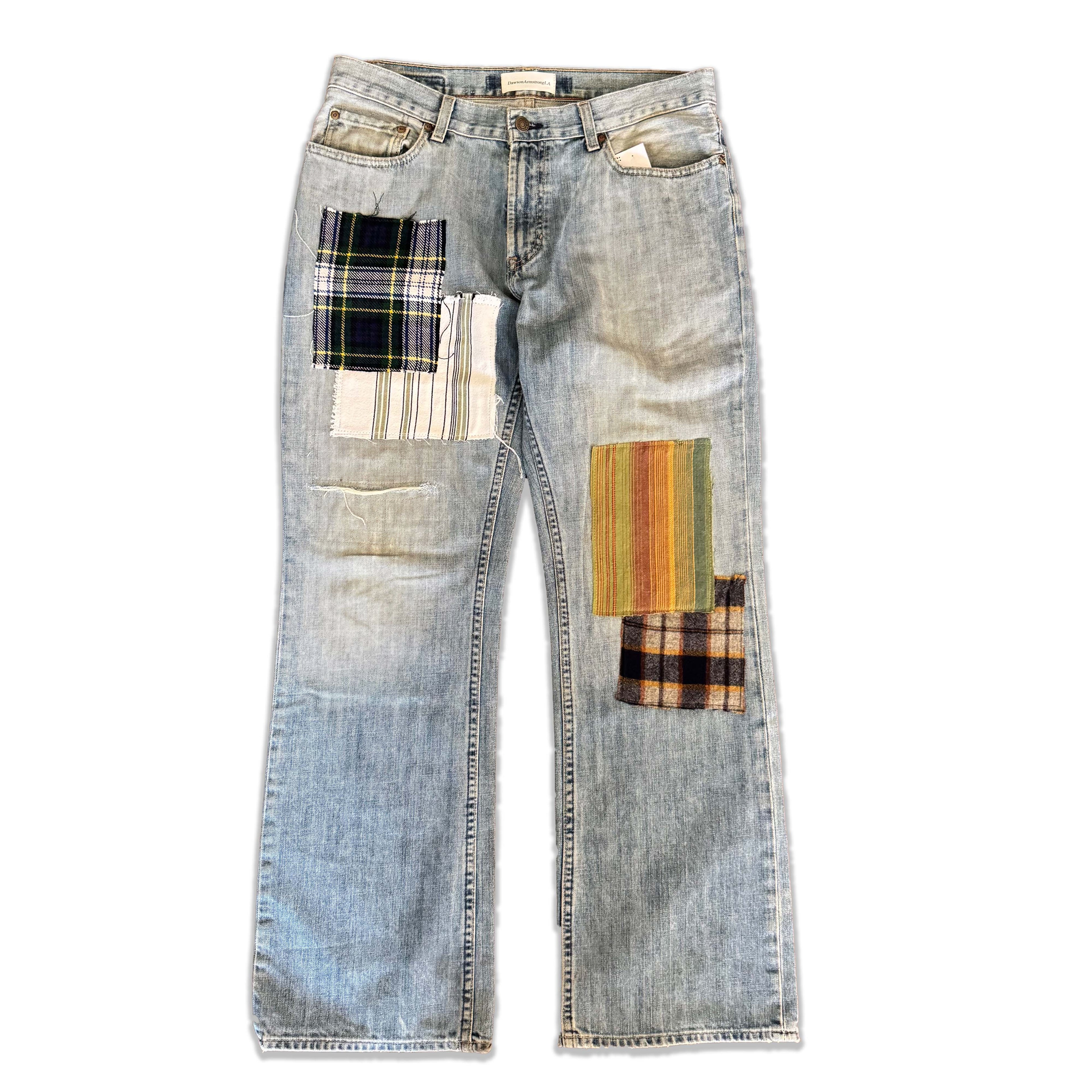 Washed Grunge Patchwork Jeans