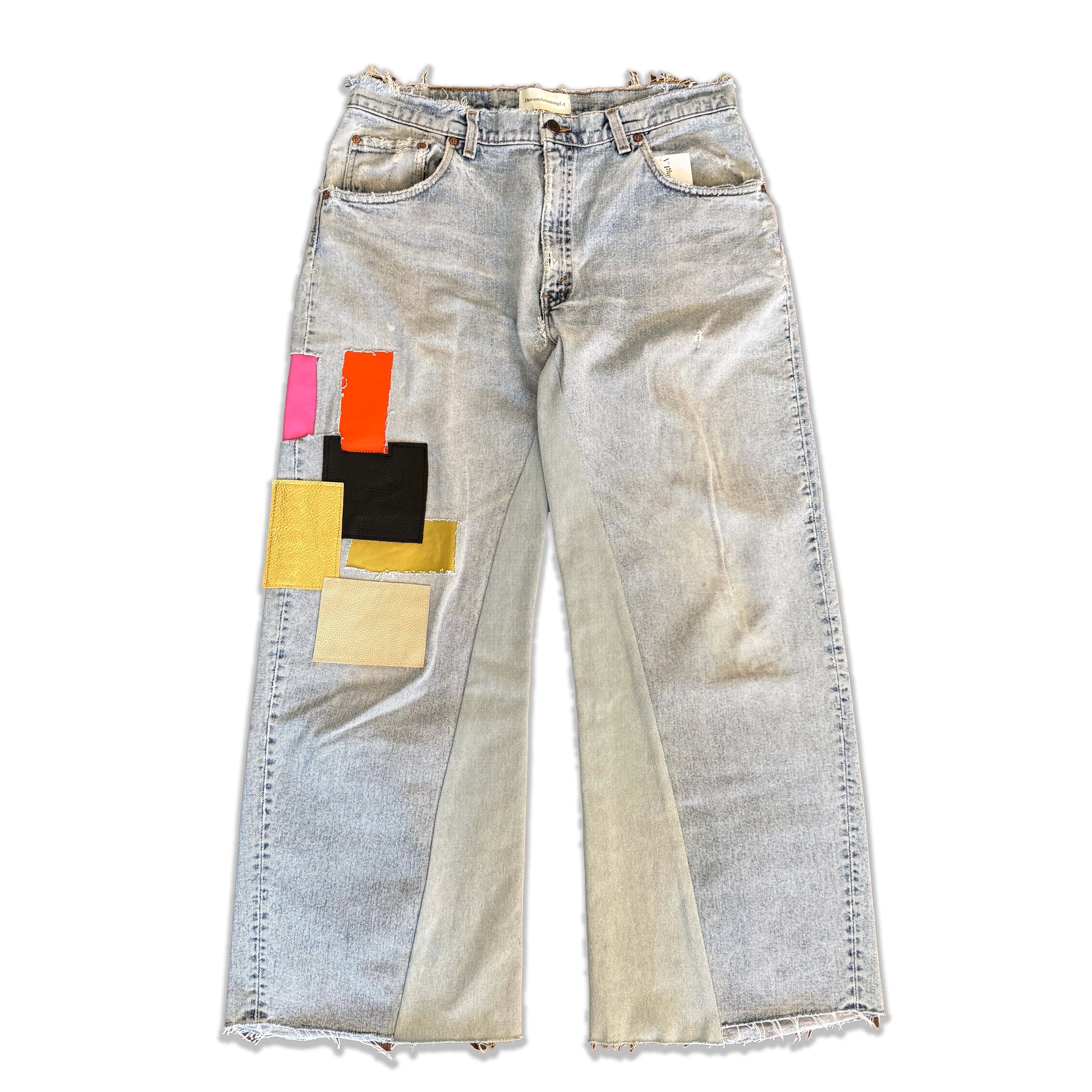 Leather Patch Baggy Jeans