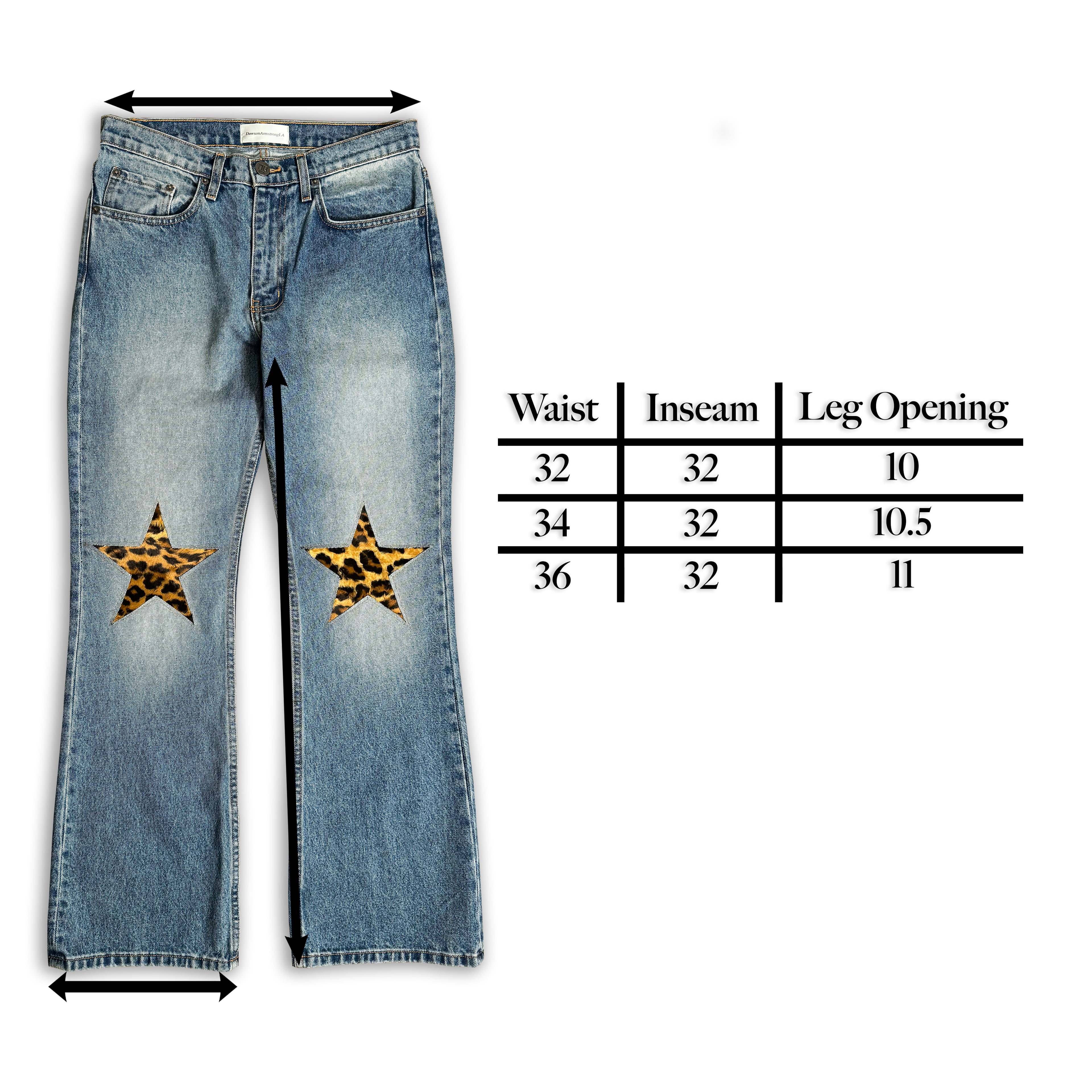 Cheetah Print Star Knee Flared Jeans