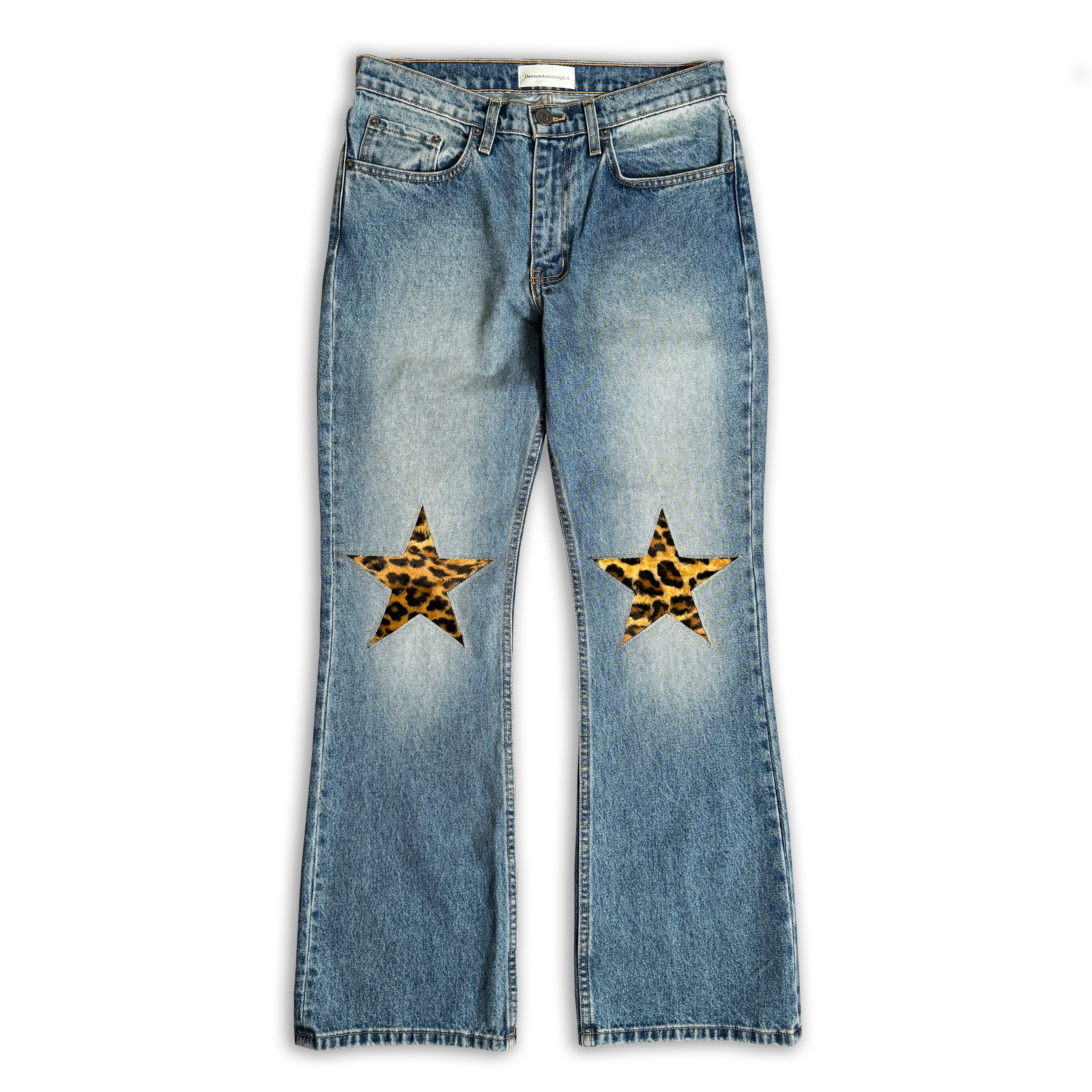 Cheetah Print Star Knee Flared Jeans